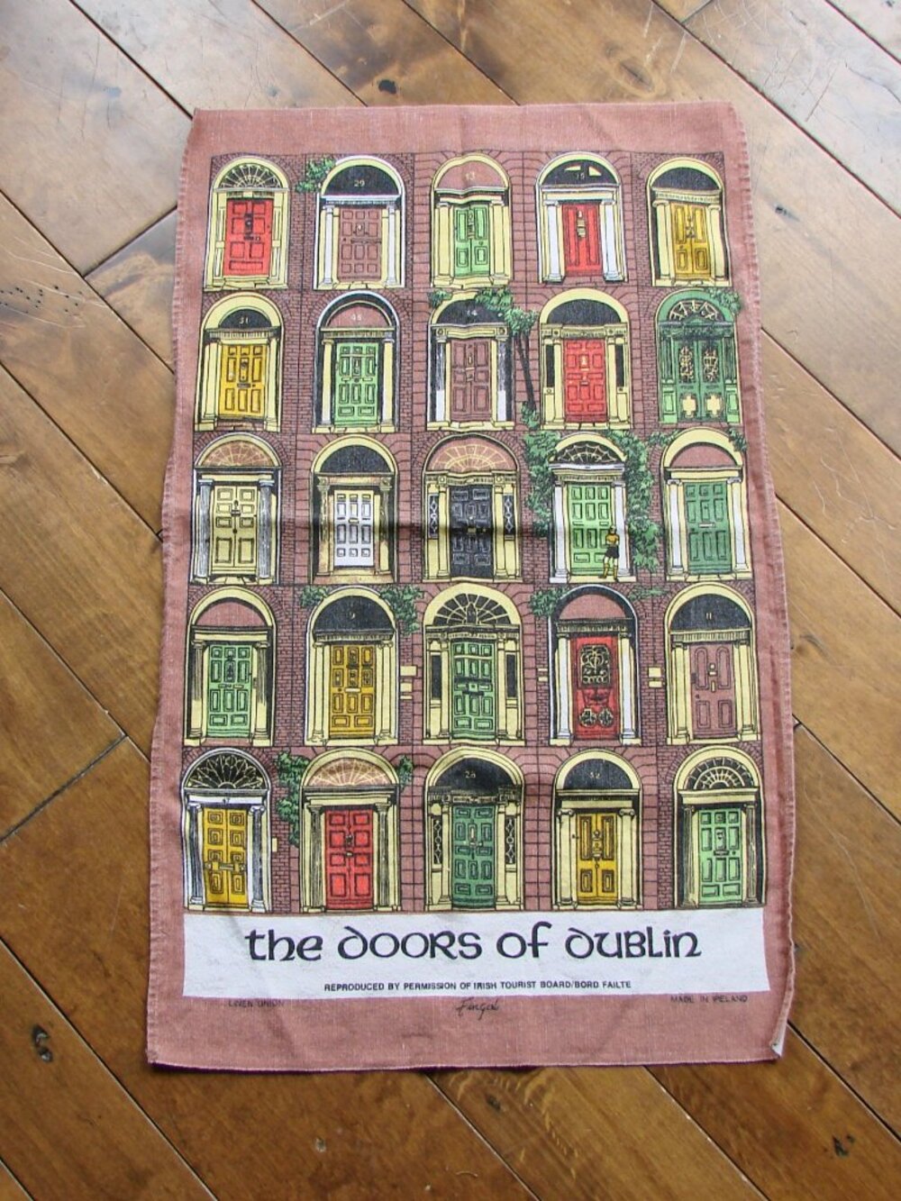 Irish Linen Kitchen Tea Towel Doors of Dublin Made in Ireland Vintage